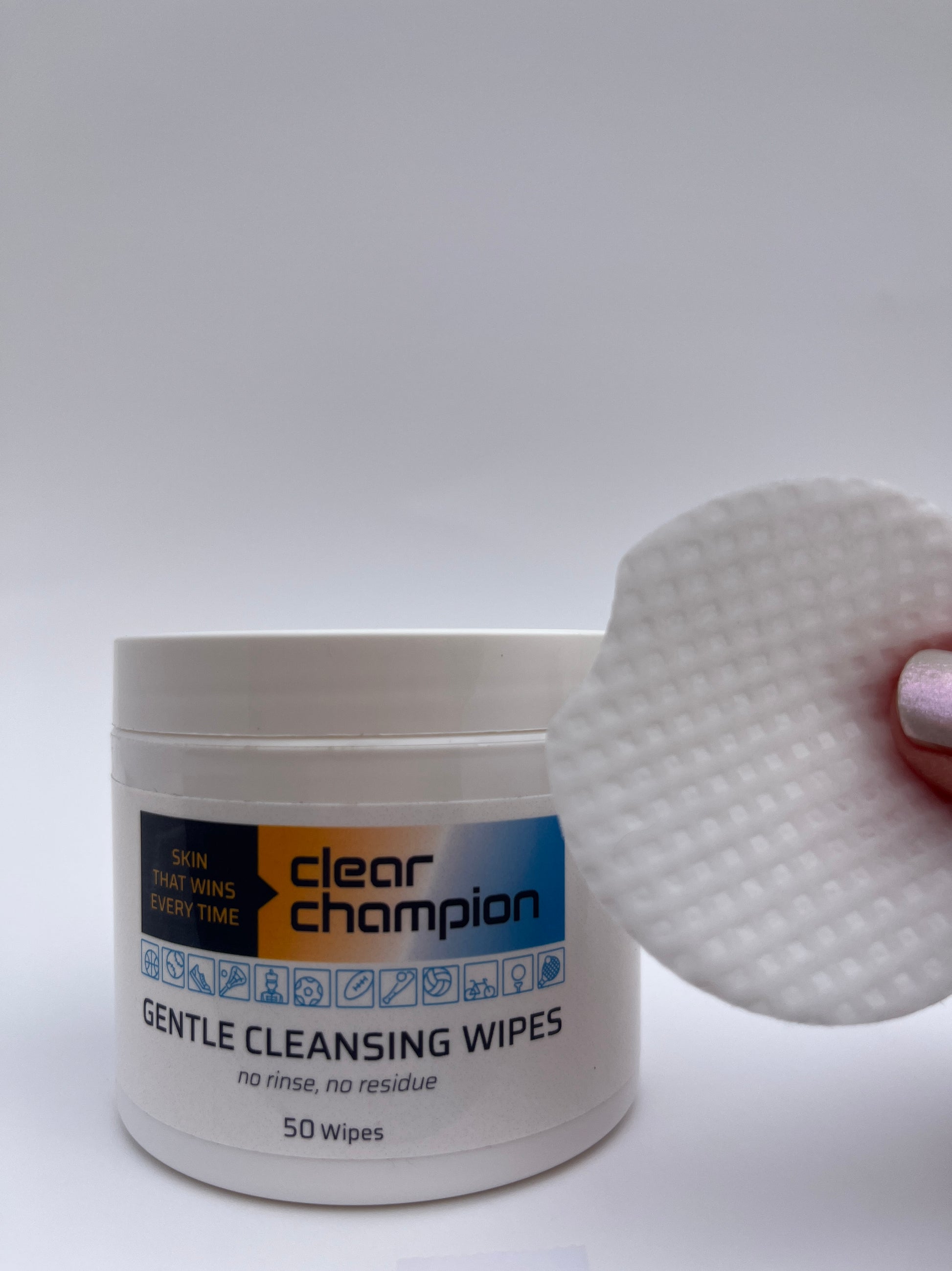 Gentle Cleansing Wipes for athletes removing sweat, dirt, and oil after sports