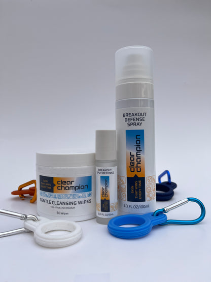 Clear Champion 3-step acne system for athletes no sink needed