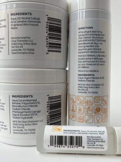 ingredients, hypchlorous acid, salicylic acid, acne face wipes, acne routine