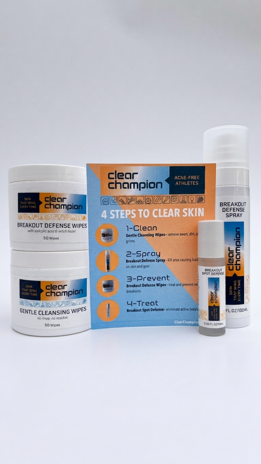 Athlete skincare routine clean defend prevent treat with routine card
